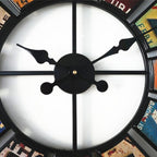 Digital Round Retro Wall Clock Creative License Plate Wrought Iron Decorative Clock, Round Retro Wall Clock