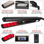 RUCHA Ultrasonic Infrared Hair Care Iron Straightener with Adjustable Upgraded LCD Display, EU
