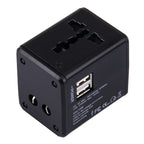 World-Wide Universal Travel Concealable Plugs Adapter with & Built-in Dual USB Ports Charger for US, UK, AU, EU