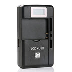 Universal Cell Phone Battery Charger with USB Output & LCD Display, US Plug, 800mA/1300mA – TPU