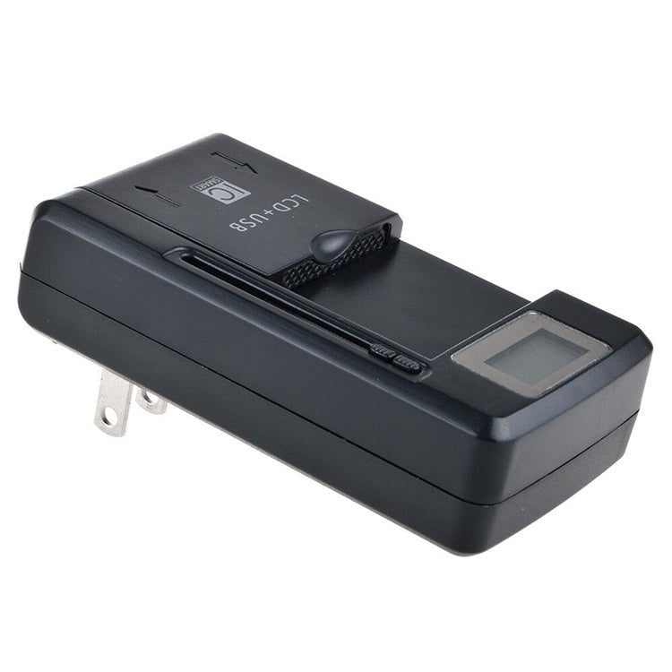 Universal Cell Phone Battery Charger with USB Output & LCD Display, US Plug, 800mA/1300mA – TPU