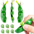 3 PCS Creative Extrusion Pea Soybean Stress Relief Toy Key Pendant, Random Expression Delivery, Extrusion Pea Extrusion Pea
