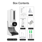 K9 Pro Plus Handsfree Non-contact Body Thermometer + 1000ml Automatic Non-contact Liquid Soap Dispenser with Base Mount, 15 Languages Voice Broadcast, K9 Pro Plus