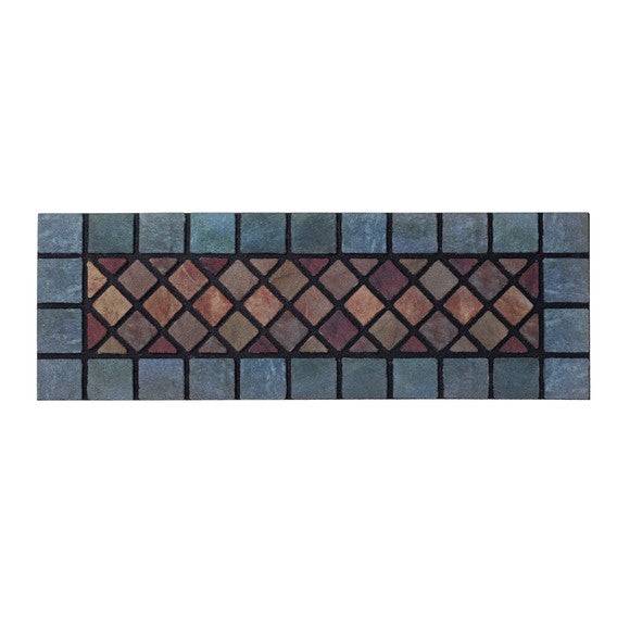Eco-Friendly Recycled Rubber Step Mat - Blue Border
