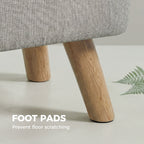Linen-Look Square Padded Footstool - Light Brown