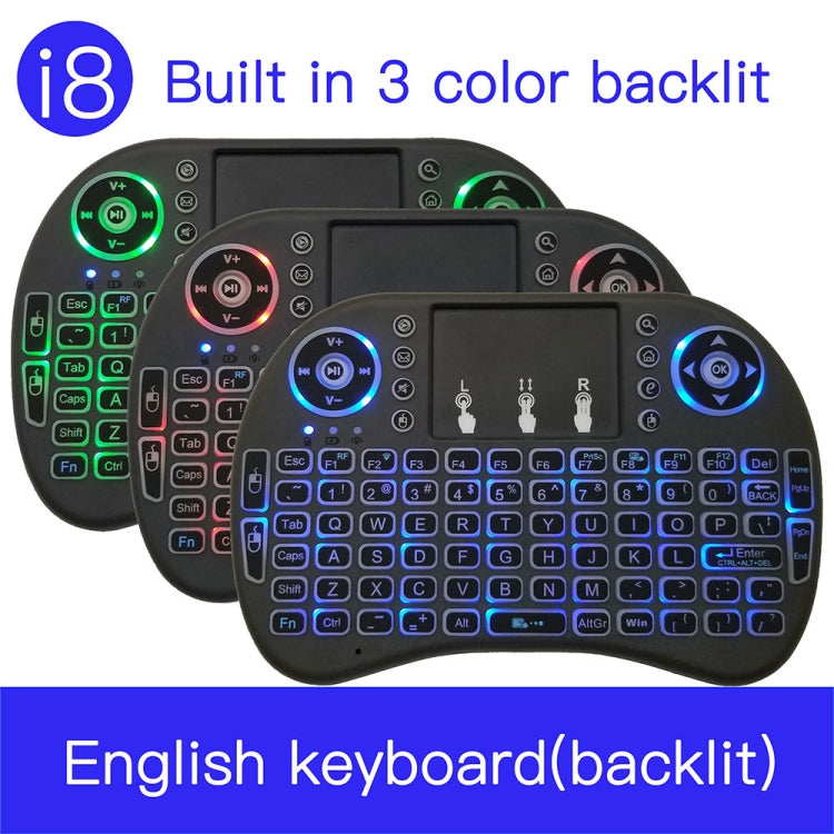Support Language: English i8 Air Mouse Wireless Backlight Keyboard with Touchpad for Android TV Box & Smart TV & PC Tablet & Xbox360 & PS3 & HTPC/IPTV, English – Durable Build, Easy to Use