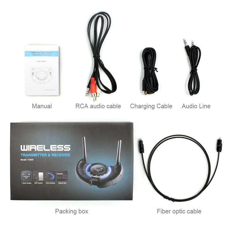 TX800 Optical Fiber Bluetooth 5.0 Transmitter Receiver Audio Adapter with Dual Antennas & OLED Display – Bluetooth