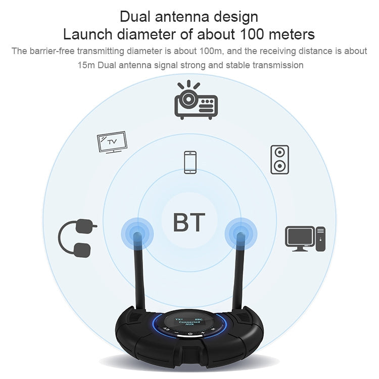 TX800 Optical Fiber Bluetooth 5.0 Transmitter Receiver Audio Adapter with Dual Antennas & OLED Display – Bluetooth