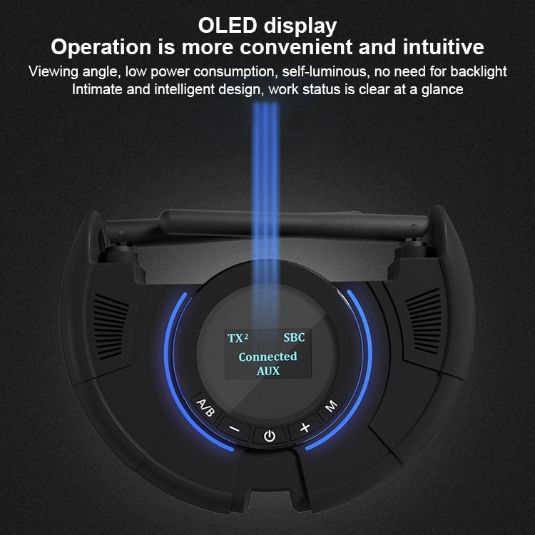 TX800 Optical Fiber Bluetooth 5.0 Transmitter Receiver Audio Adapter with Dual Antennas & OLED Display – Bluetooth