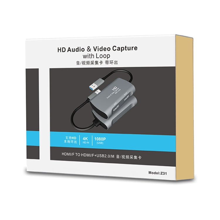 Z31 HDMI Female to HDMI Female + Audio + USB 2.0 Video Capture Box, Z31 – Aluminum Alloy, TPU, Ultra-thin
