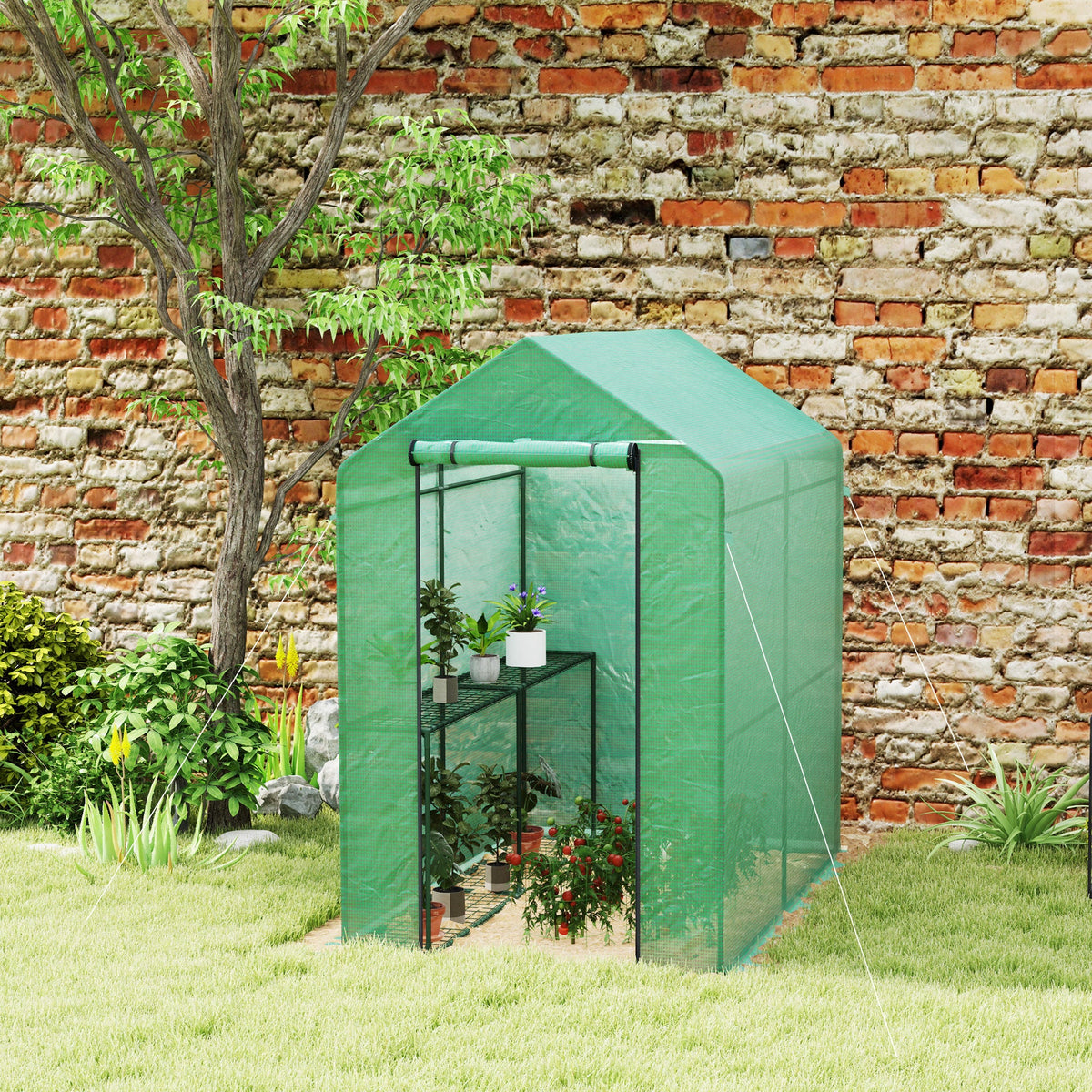 Walk in Greenhouse w/Shelves Steeple Grow House 120 x 186 x 190 cm