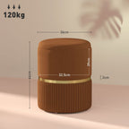 Round Pouffe, Storage Footstool with Cushioned Top
