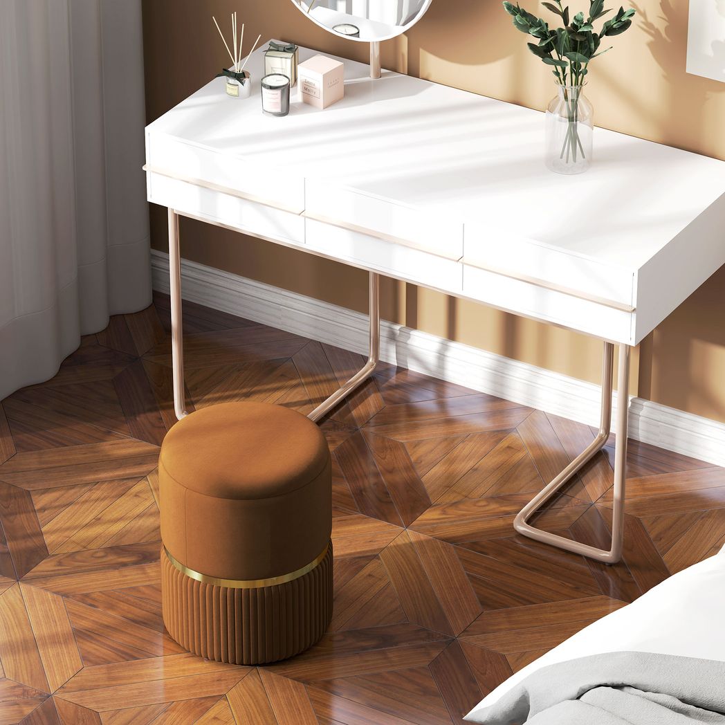 Round Pouffe, Storage Footstool with Cushioned Top