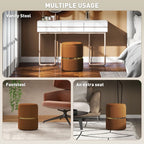 Round Pouffe, Storage Footstool with Cushioned Top