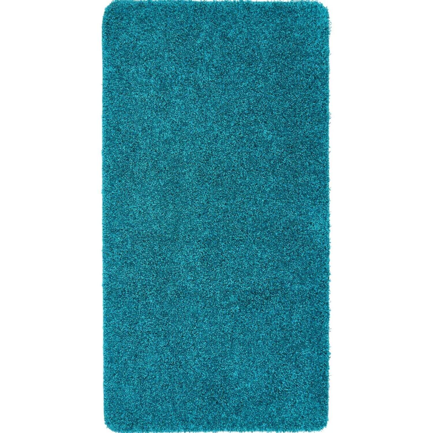 Washable Teal Shaggy Rug 67X150 cm