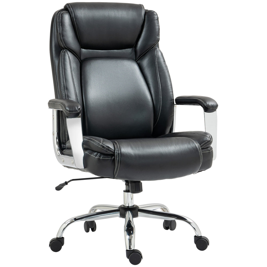 Faux Leather Desk Chair with Adjustable Height, 227kg 500LBS, Black