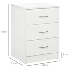 Modern 3 Drawers Side Cabinet Wooden Bedside Table White