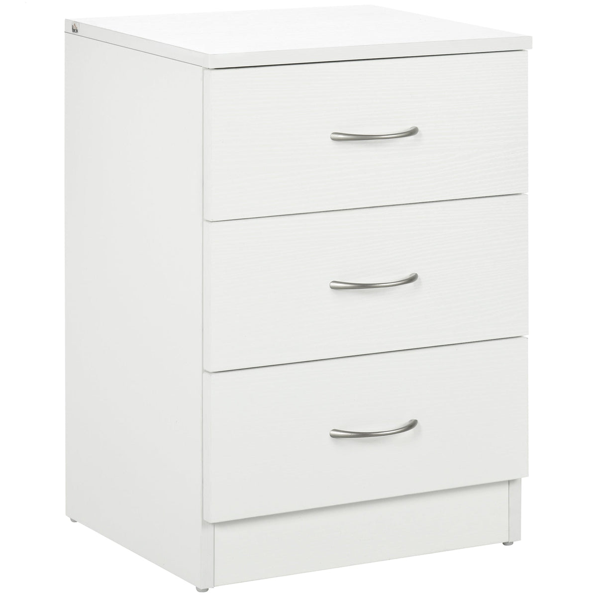 Modern 3 Drawers Side Cabinet Wooden Bedside Table White