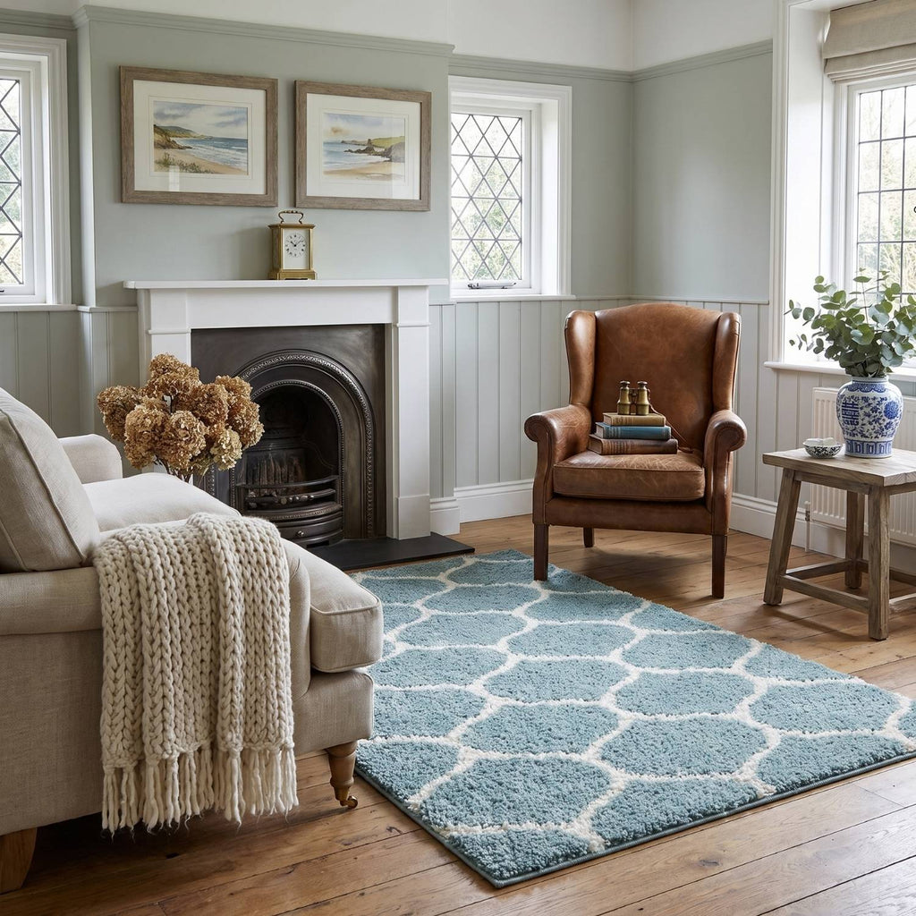 Moroccan Duck Egg Blue Shaggy Rug