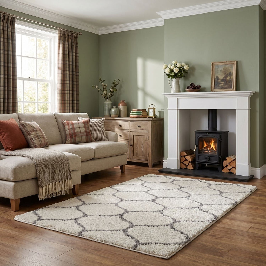 Moroccan Ivory Shaggy Rug