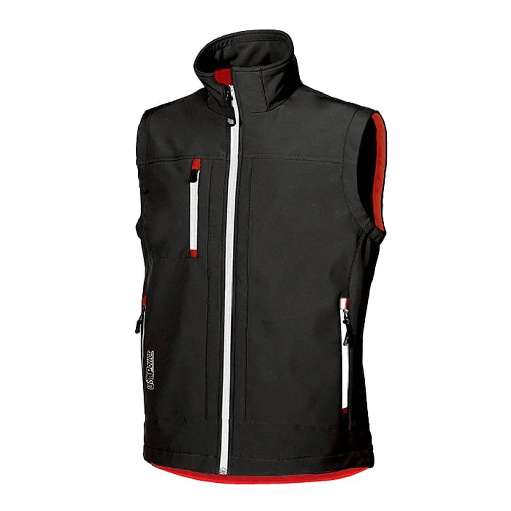 U-Power Climb Softshell Stretch Water Resistant Work Gilet Black Carbon