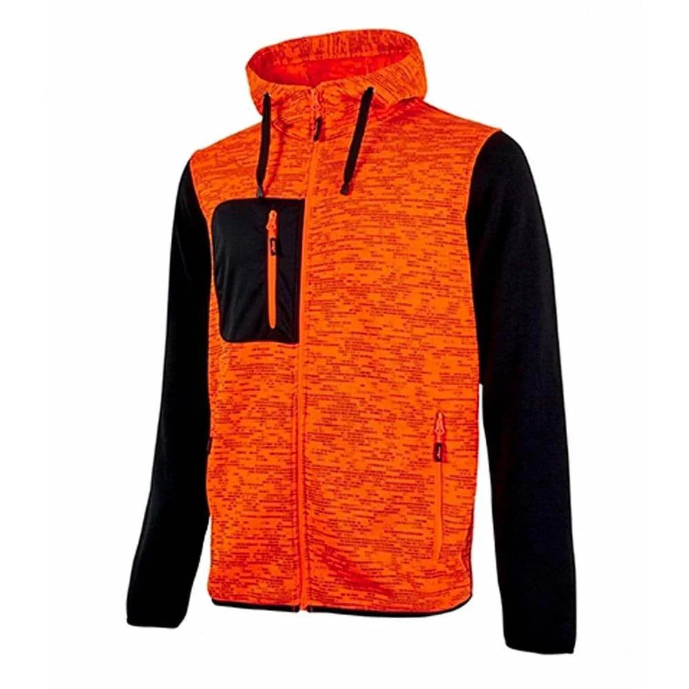U-Power Rainbow Full Zip Fleece Lined Work Sweatshirt Hooded Orange Fluorescent