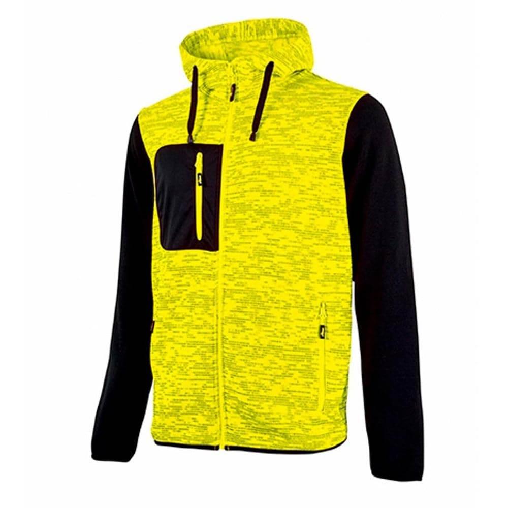 U-Power Rainbow Full Zip Fleece Lined Work Sweatshirt Hooded Yellow Fluorescent