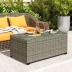 Outdoor Coffee Table, Glass Top Rattan Side Table