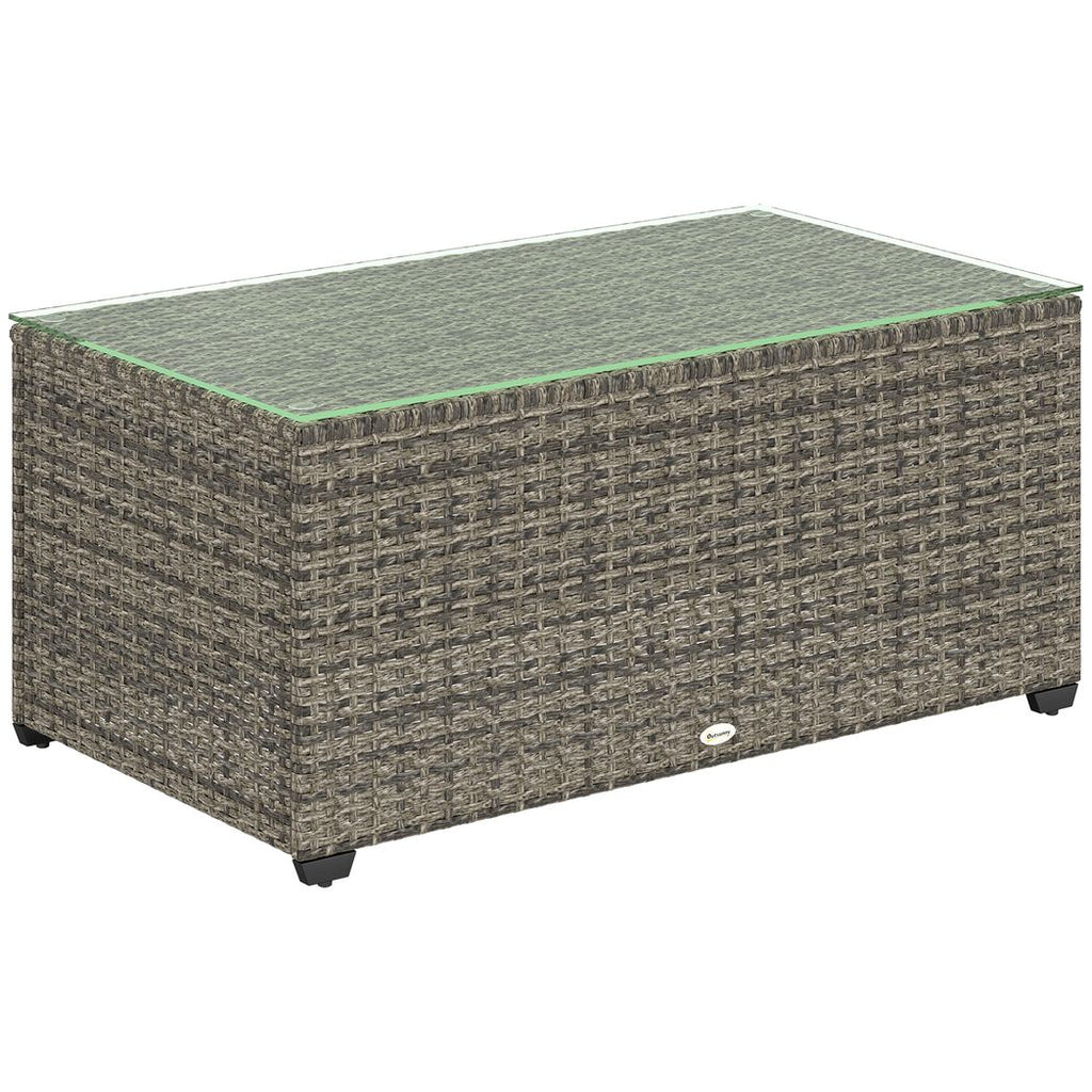 Outdoor Coffee Table, Glass Top Rattan Side Table