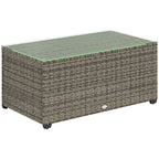 Outdoor Coffee Table, Glass Top Rattan Side Table