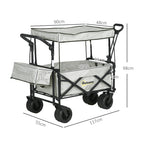 Outdoor Push Pull Wagon Stroller Cart with Canopy Top