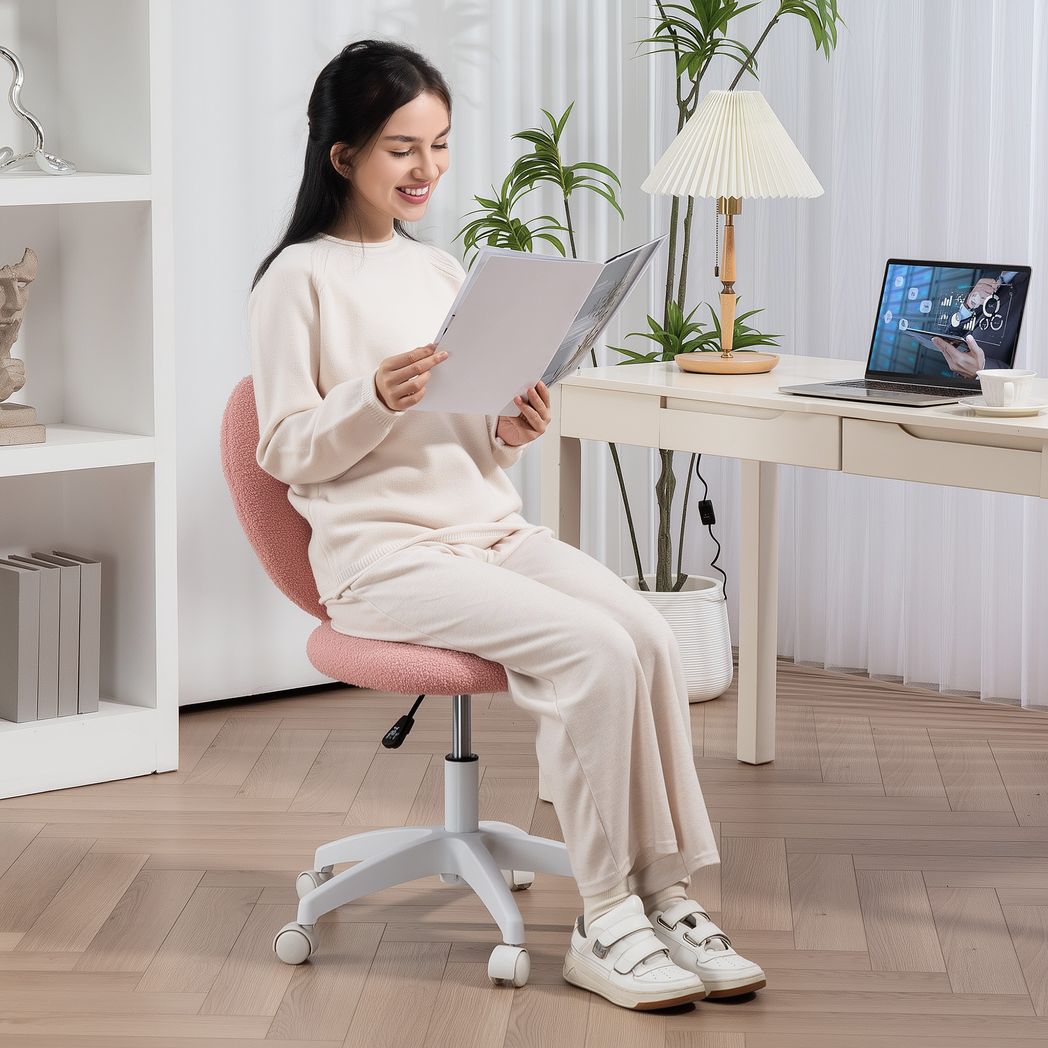 Armless Heart Desk Chair, Makeup Vanity Chair for Home