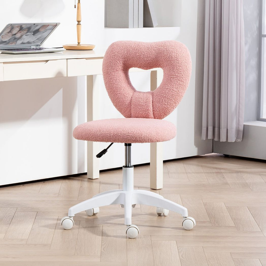 Armless Heart Desk Chair, Makeup Vanity Chair for Home