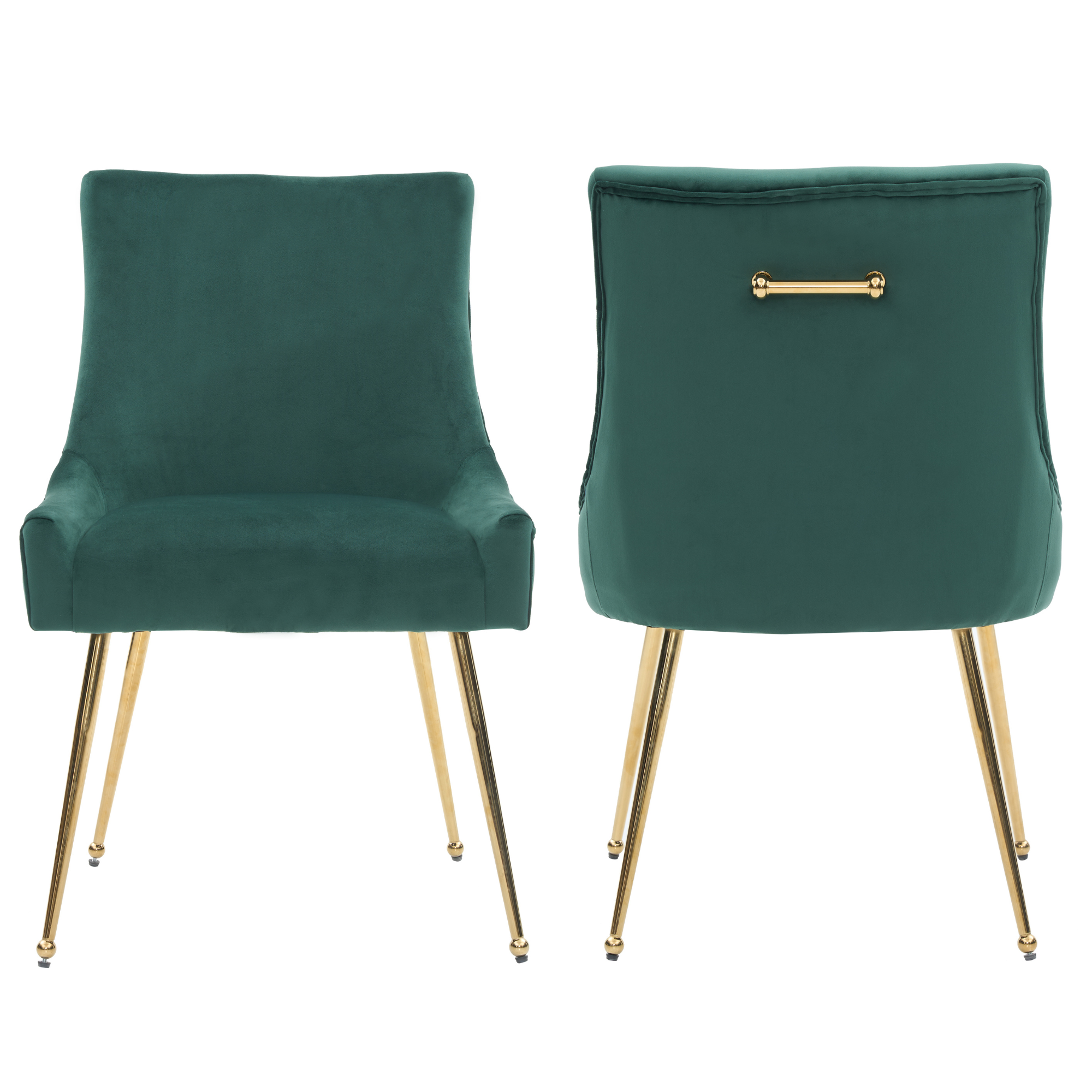 Velvet Dining Chair – Gold Legs, Ring Handle & Modern Accent Green Set of 2