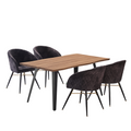 Rocco LUX 5PCs Dining Set includes an Oak Dining Table and Set of 4 Dining Chairs Black
