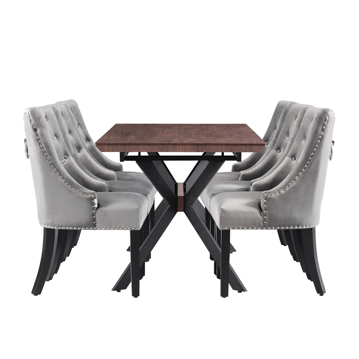 Blaze Lux Dining Set Dark Grey Walnut