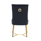 Velvet Dining Chair – Tufted Luxury Accent with Gold Legs & Ring Pull