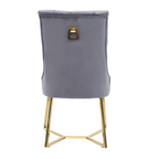 Velvet Dining Chair – Tufted Luxury Accent with Gold Legs & Ring Pull