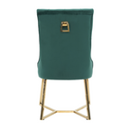 Velvet Dining Chair – Tufted Luxury Accent with Gold Legs & Ring Pull
