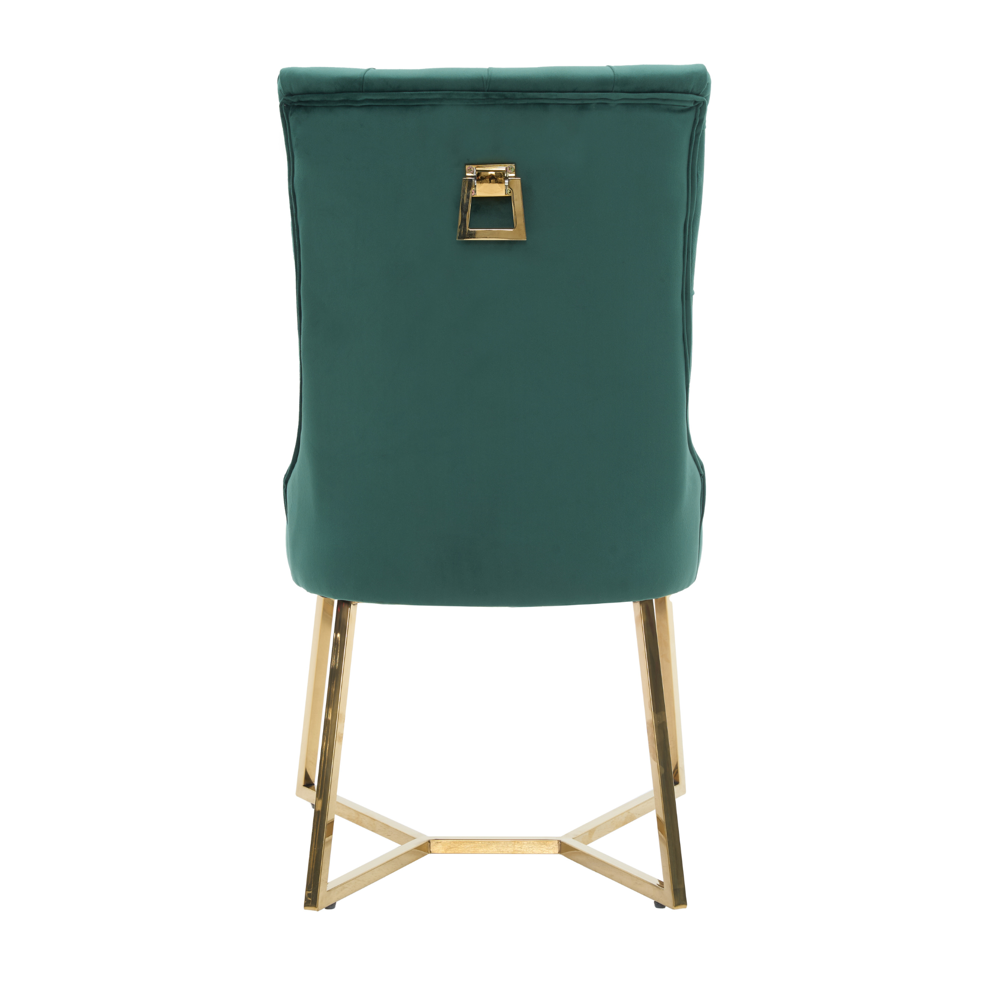 Velvet Dining Chair – Tufted Luxury Accent with Gold Legs & Ring Pull