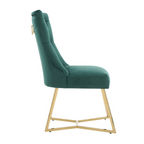 Velvet Dining Chair – Tufted Luxury Accent with Gold Legs & Ring Pull