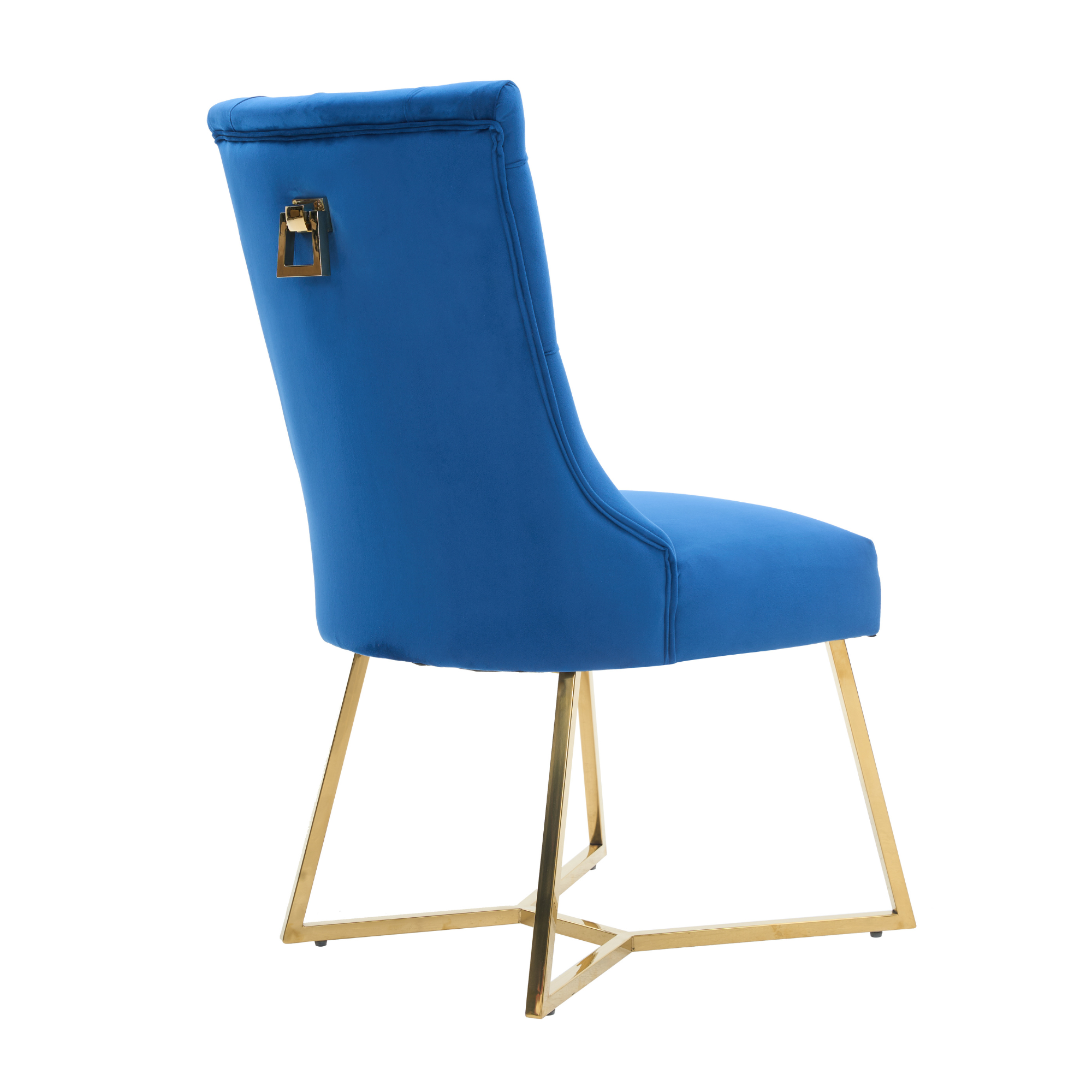 Velvet Dining Chair – Tufted Luxury Accent with Gold Legs & Ring Pull