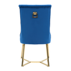 Velvet Dining Chair – Tufted Luxury Accent with Gold Legs & Ring Pull
