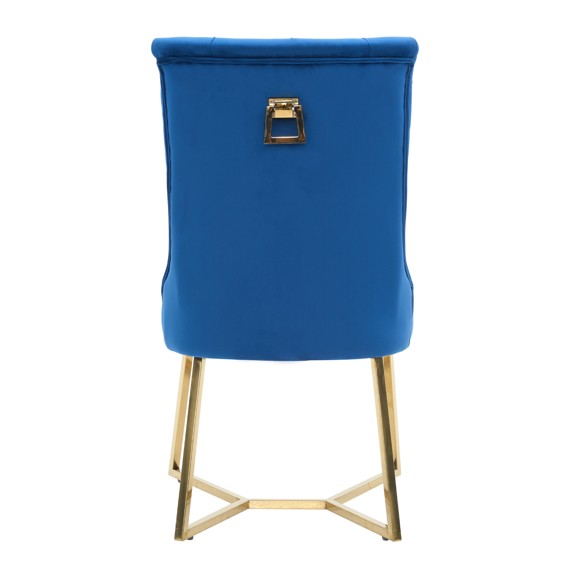 Velvet Dining Chair – Tufted Luxury Accent with Gold Legs & Ring Pull