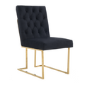 Tufted Velvet Dining Chair – Gold Frame, Modern Luxury Accent Black Single
