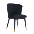 Modern Velvet Dining Chair with Tufted Back – Wooden Frame & Gold-Tipped Rubberwood Legs Black Single