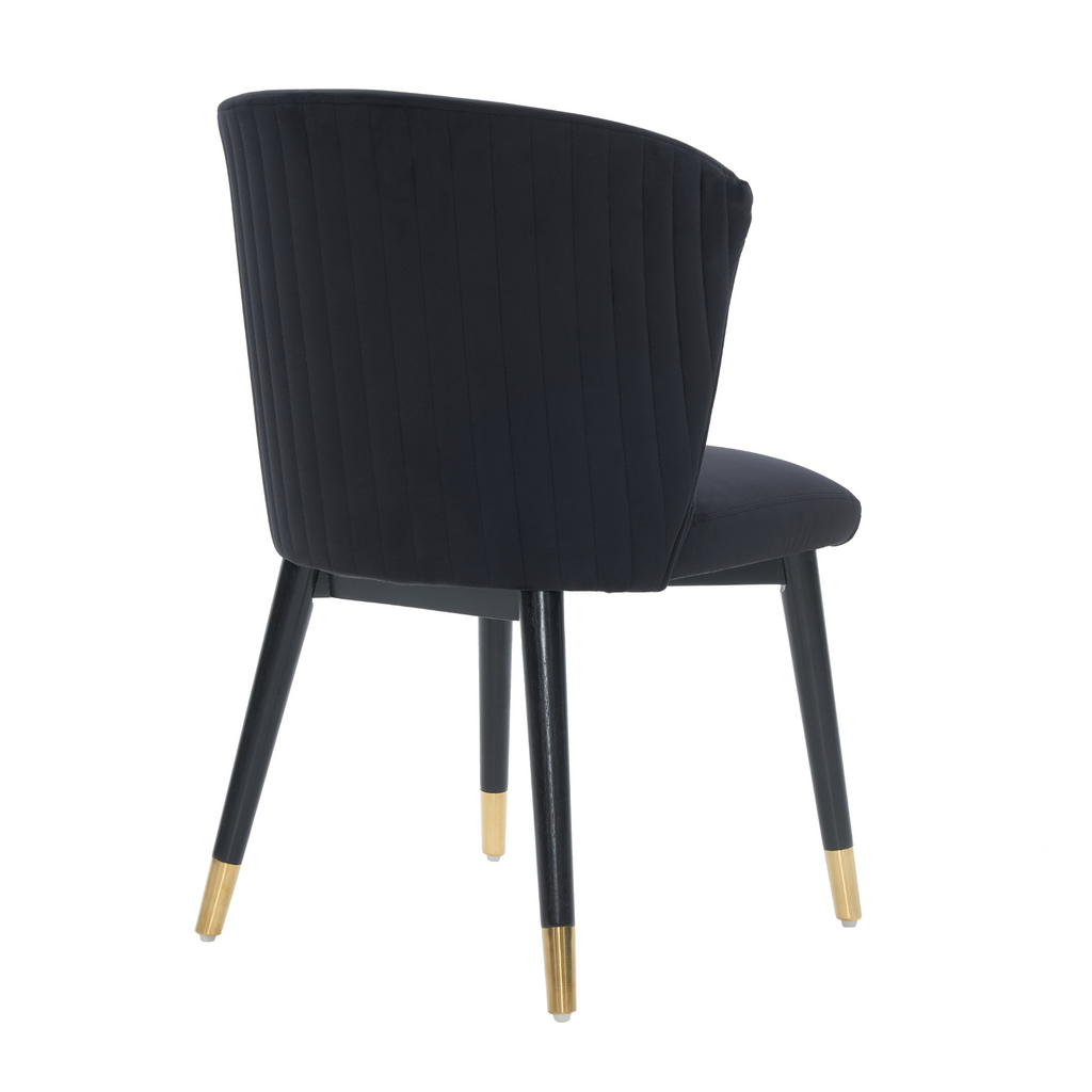 Modern Velvet Dining Chair with Tufted Back – Wooden Frame & Gold-Tipped Rubberwood Legs