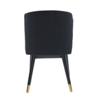 Modern Velvet Dining Chair with Tufted Back – Wooden Frame & Gold-Tipped Rubberwood Legs
