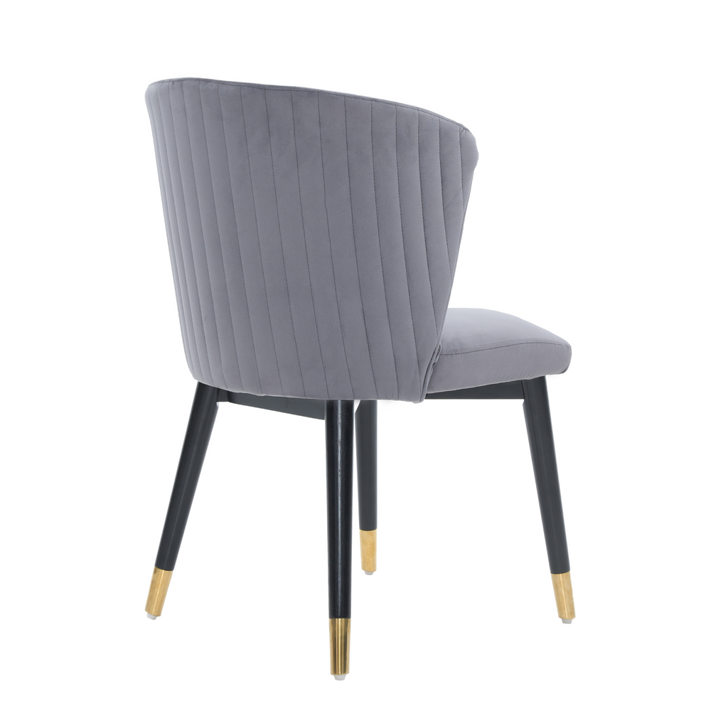 Modern Velvet Dining Chair with Tufted Back – Wooden Frame & Gold-Tipped Rubberwood Legs