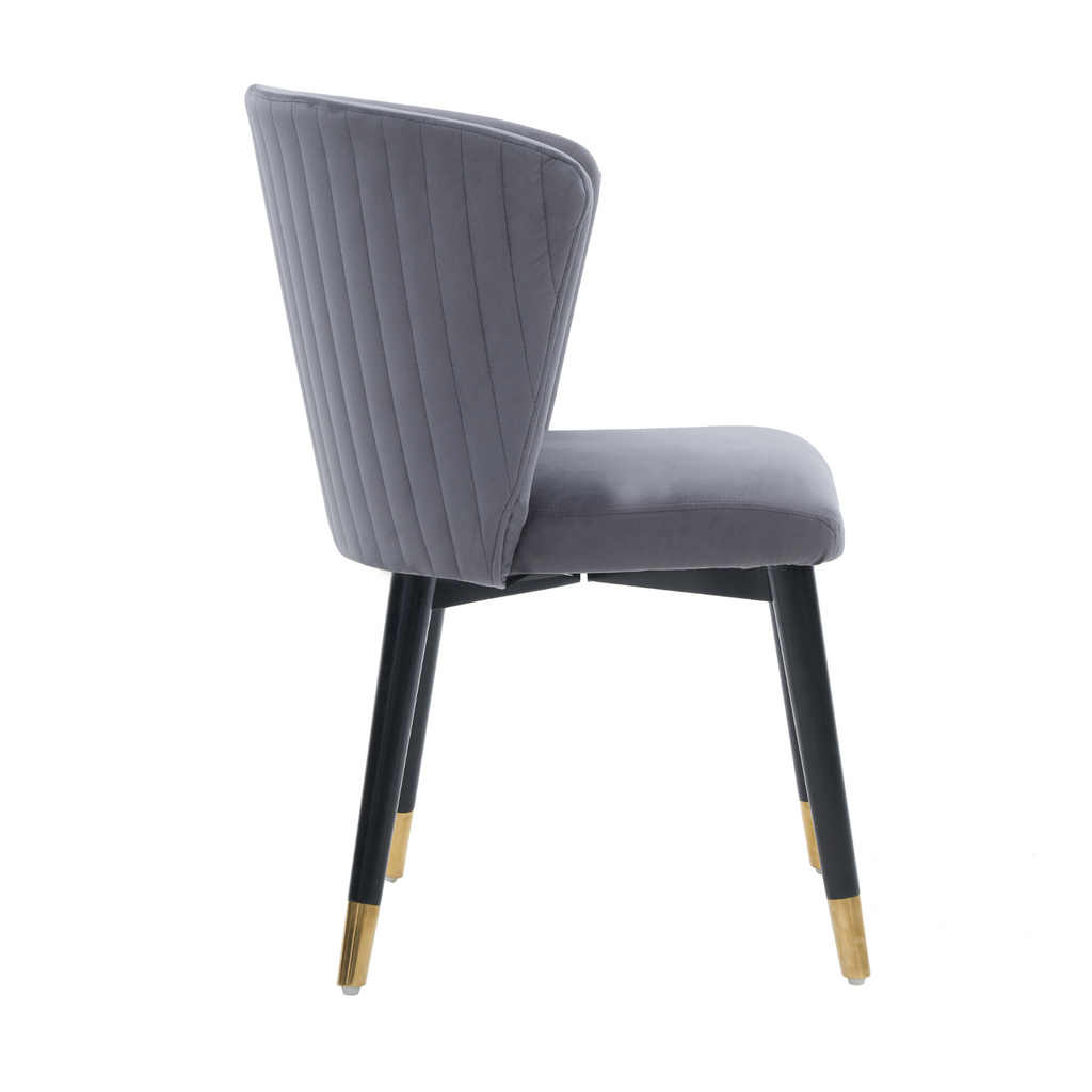 Modern Velvet Dining Chair with Tufted Back – Wooden Frame & Gold-Tipped Rubberwood Legs